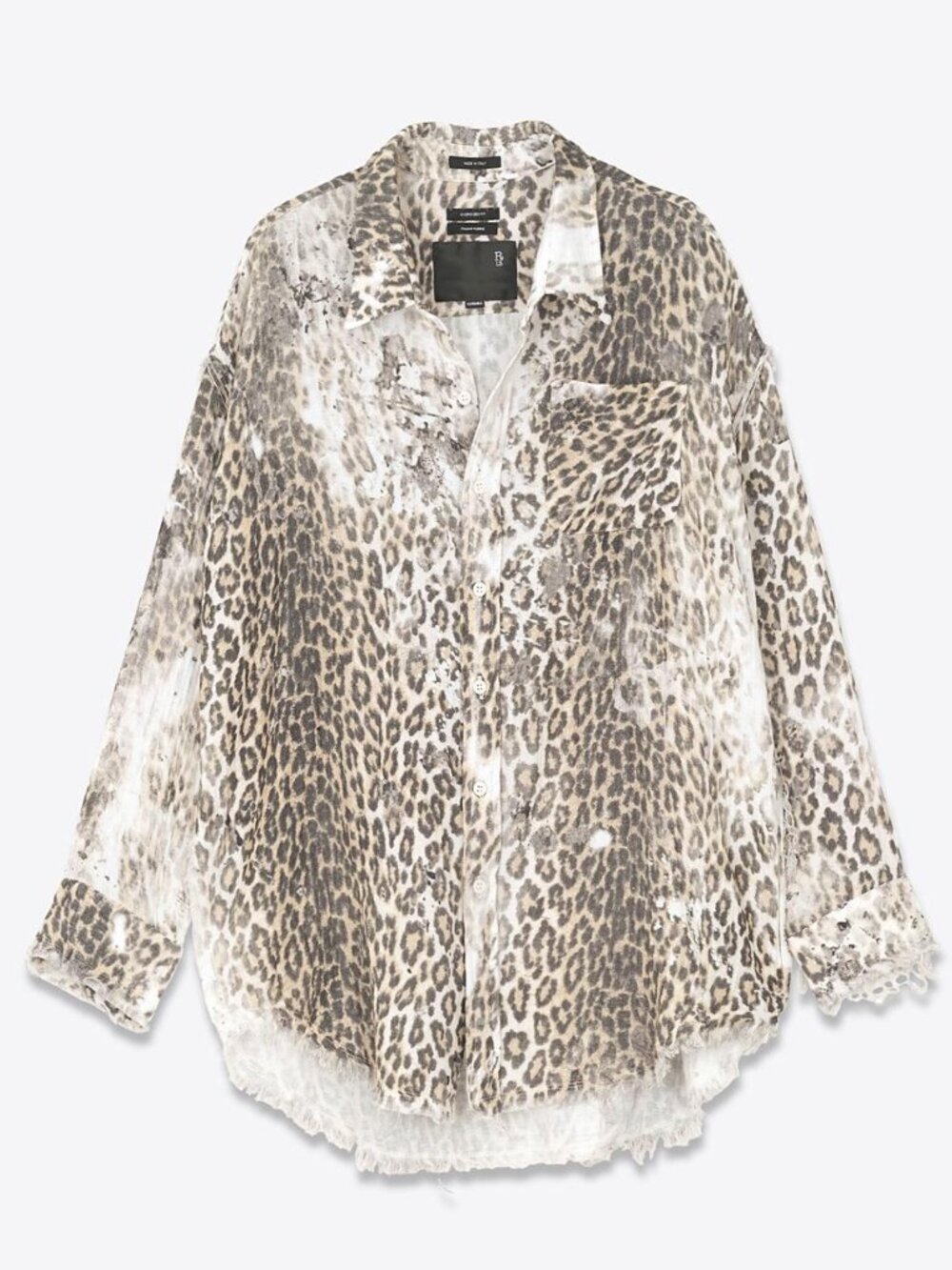 R13 NWOT Shredded cotton leopard print shirt S